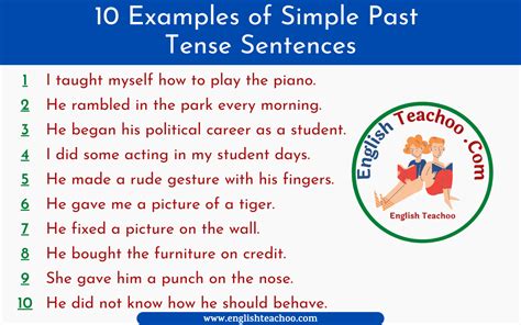 10 Examples Of Simple Past Tense Sentences Englishteachoo