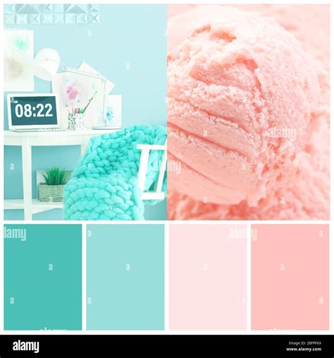 Collage Of Mint Color Matching Stock Photo Alamy
