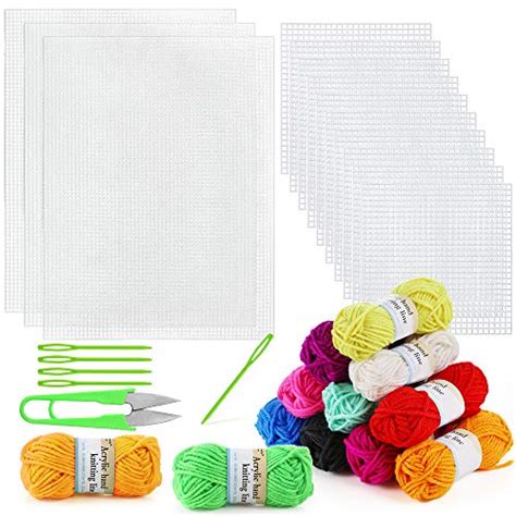 Pllieay 33 Pieces Mesh Plastic Canvas Sheets Kit Including 15 Pieces