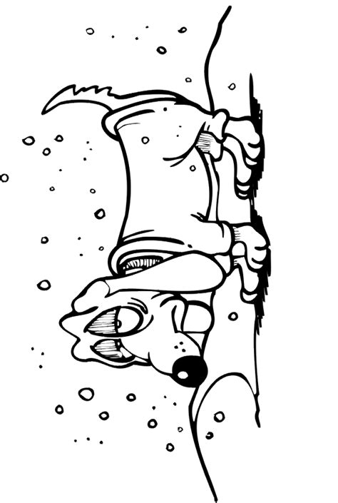 These dog coloring sheets will familiarize your kid with the dog. Cold Coloring Page | Cold Dog In Snow