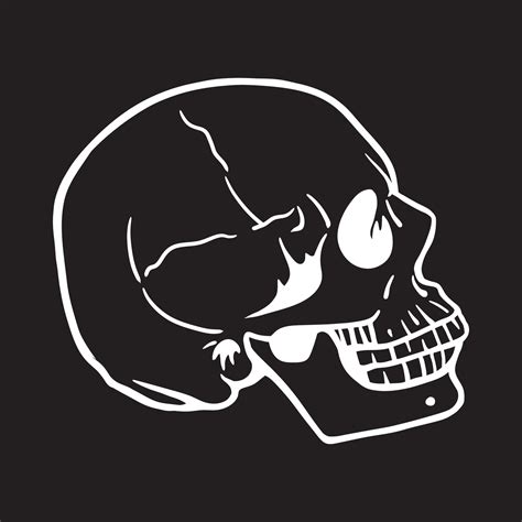 Black And White Hand Drawn Vector Illustration Of A Human Head Skull