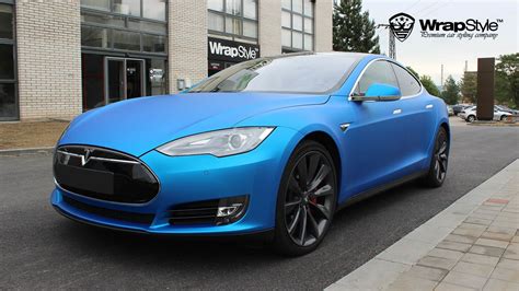 Tesla Model S Blue Metallic Wrap Wrapstyle