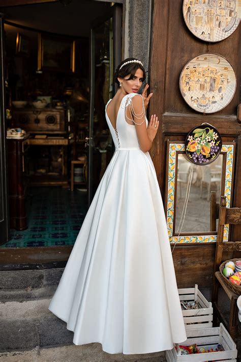 Liliana Satin Wedding Dress With Open Back Cocobrides
