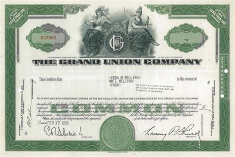 The Grand Union Company Titolo Finanziario Storico Scripomuseum
