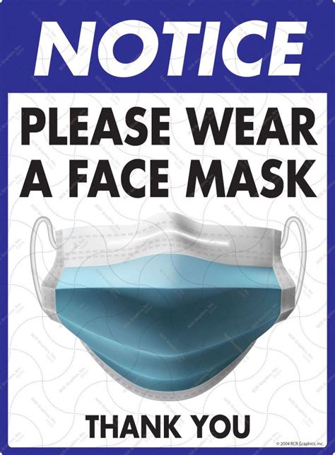 Please Wear Face Mask Exterior Aluminum Sign 9 X 12 Health And