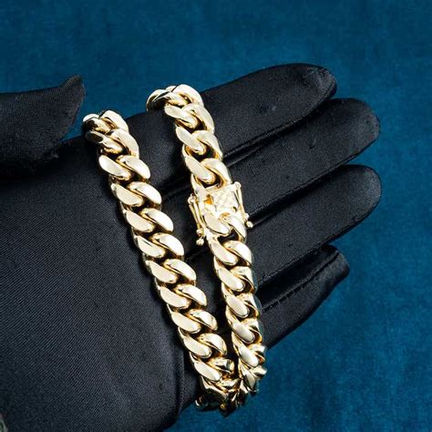 12mm Solid Gold Miami Cuban Link Chain 14k Ice Cartel