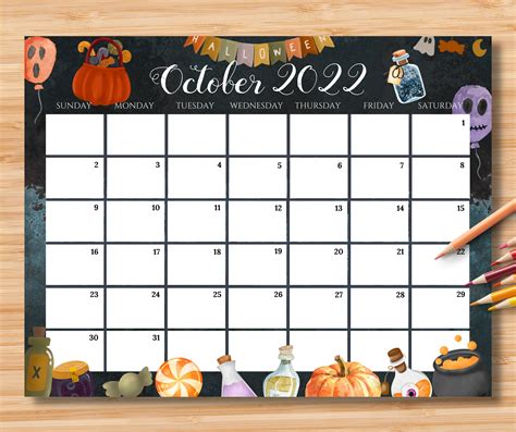 Editable October Calendar 2022 Customize And Print