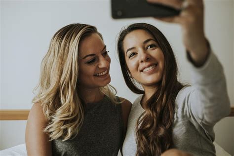 Lesbian Couple Taking A Selfie Premium Photo Rawpixel