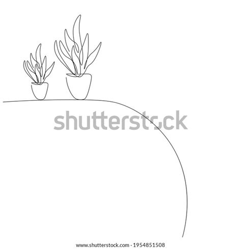 Plant Pot Line Drawing Vector Illustration Stock Vector Royalty Free