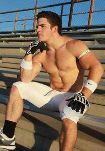 Shirtless Male Hunk College Sports Football Jock Hairy Legs Body Photo