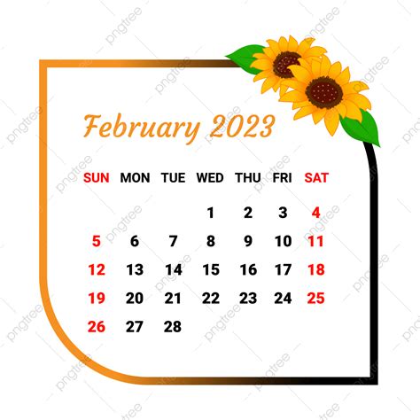Gambar Kalender Februari 2023 Dengan Bingkai Bunga Kalender Bulanan