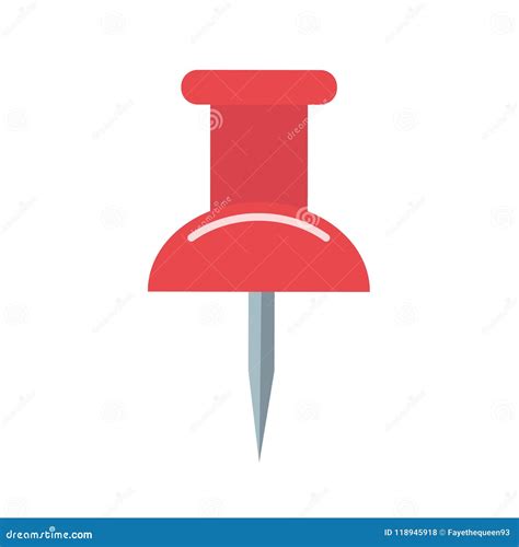 Red Push Pin Icon Isolated On White Background Stock Illustration