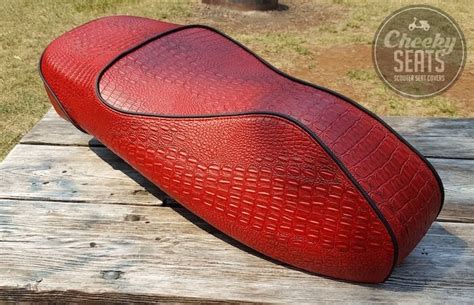 Vespa gts 300 scooter seat cover. Vespa GTS Red Gator Crocodile Gator Scooter Seat Cover ...