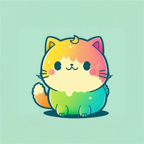 Premium Ai Image Cute Kawaii Rainbow Cat Illustration