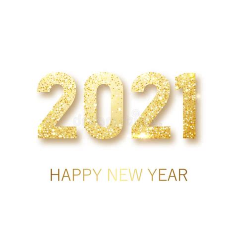 Happy New 2021 Year Holiday Vector Illustration Of Golden Metallic
