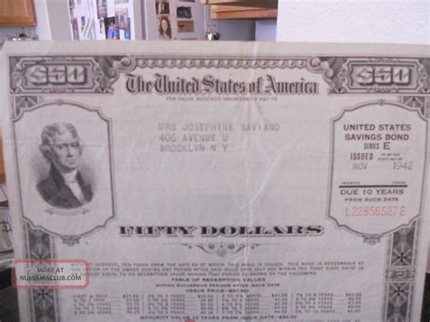 Learn more about savings bonds and how to find their value online. $50. 00 United States War Savings Bond Series Issued In 1942
