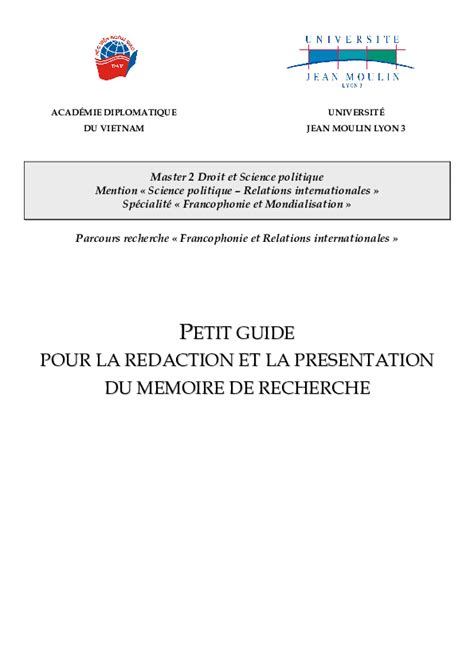 Pdf Guide Pour La Présentation Du Mémoire Nhím Bé