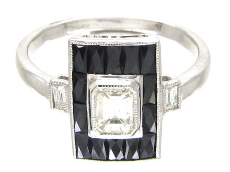 The engagement ring has been a longstanding tradition that symbolizes the intent to marry. Art Deco 18ct White Gold Rectangular Onyx & Diamond Ring ...