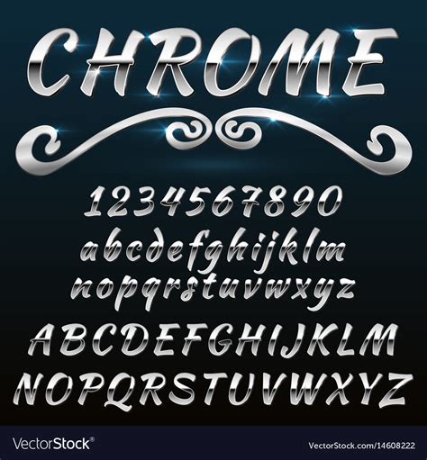 Chrome Shiny Retro Vintage Font Typeface Mado Vector Image