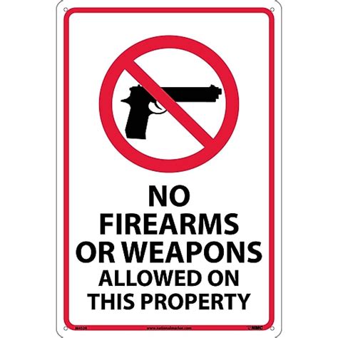 Notice Signs No Firearms Or Weapons Allowed On This Property 18x12