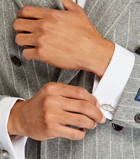 Mens Deakin And Francis Silver Sterling Silver Oyster Pearl Cufflinks