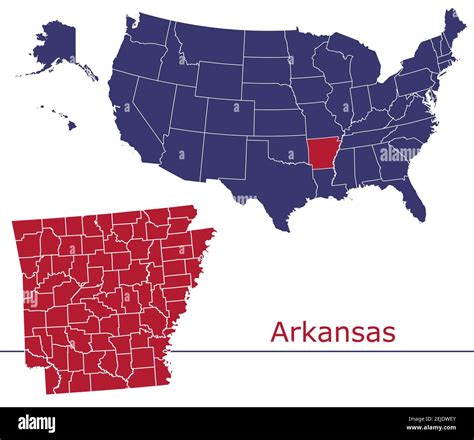 Arkansas Counties Vector Map Outline With Usa Map Colors National Flag