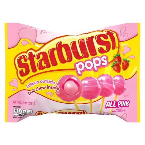 Starburst Pops All Pinks Strawberry Lollipops 88oz Lay Down Bag