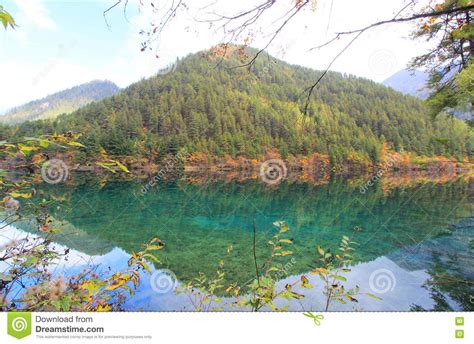 Mirror Lakejiuzhaigounorth Of Sichuan Province China Stock Image
