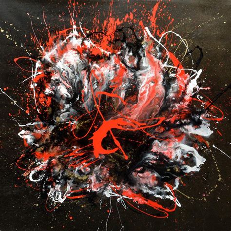 Red White And Black Abstract Art Original A Large Square Swarez Painting