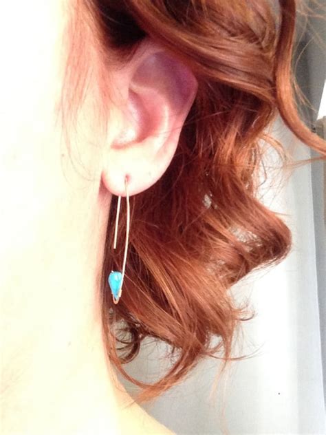 Gold Filled Turquoise Tear Hoop Turquoise Earrings Turquoise Etsy