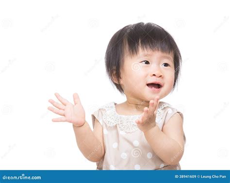 Asia Baby Girl Excited To Clap Hand Stock Image Image Of Beauty