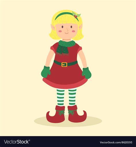 Elf Christmas Blonde Girl Royalty Free Vector Image