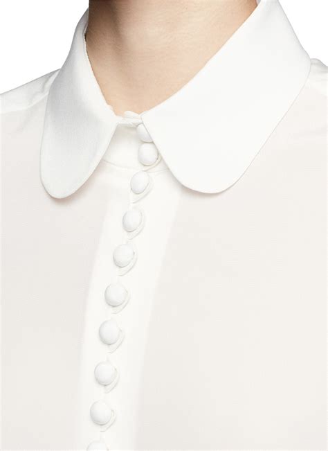 Chloé Peter Pan Collar Silk Blouse In White Lyst