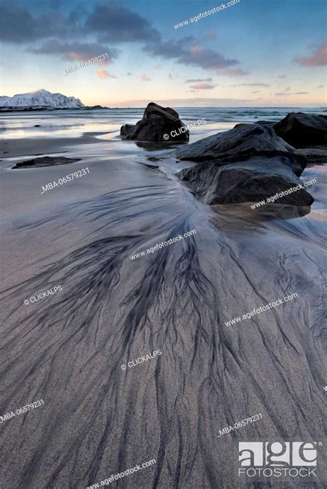 Skagsanden Beach Flakstad Lofoten Islands Norway Stock Photo