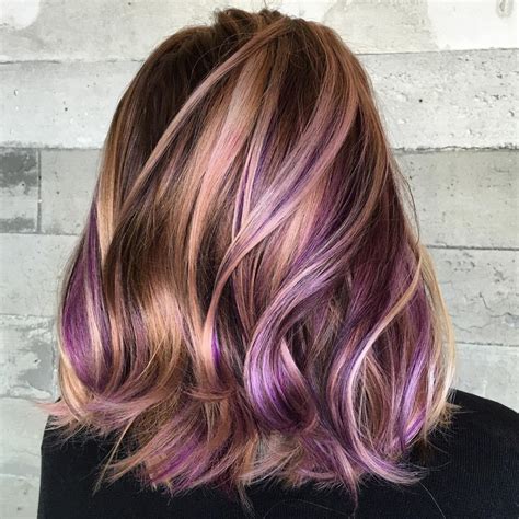 40 Versatile Ideas Of Purple Highlights For Blonde Brown