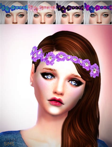 Jennisims Downloads Sims 4crown Garlanded With Flowers Male Female