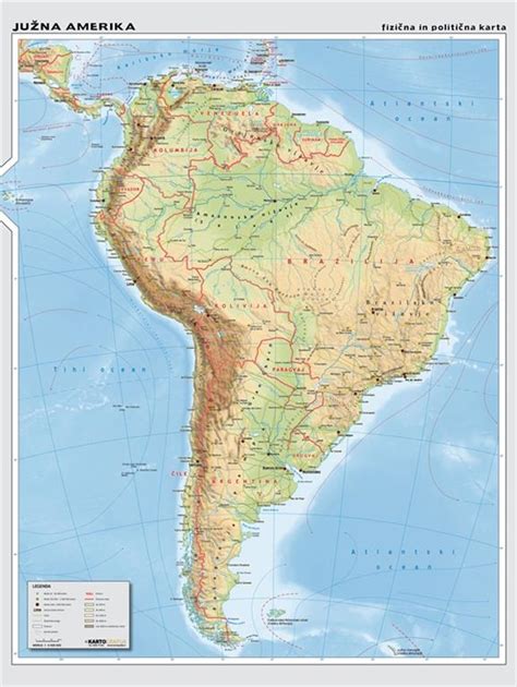 JuŽna Amerika Stenski Zemljevid šolska Karta 16m 113x151 Cm
