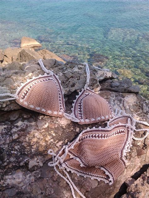 Crochet Bikini Set Nude Deborah Bikini Crochet Beachwear Etsy