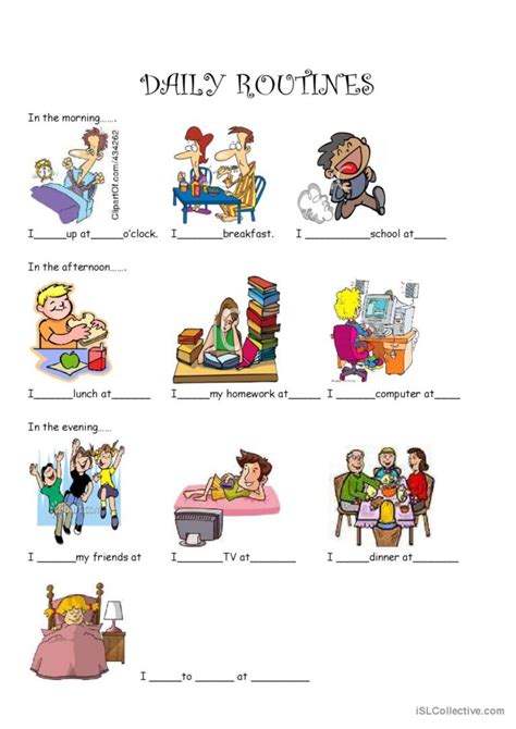 Daily Routines English Esl Worksheets Pdf And Doc