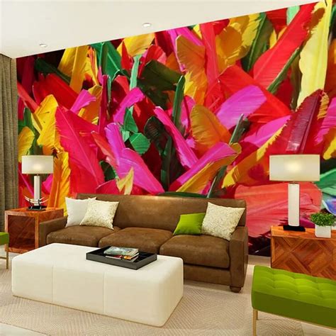 Custom 3d Mural Wallpaper Modern Abstract Wall Art Decor Murals Colorful Feathers Pattern Living