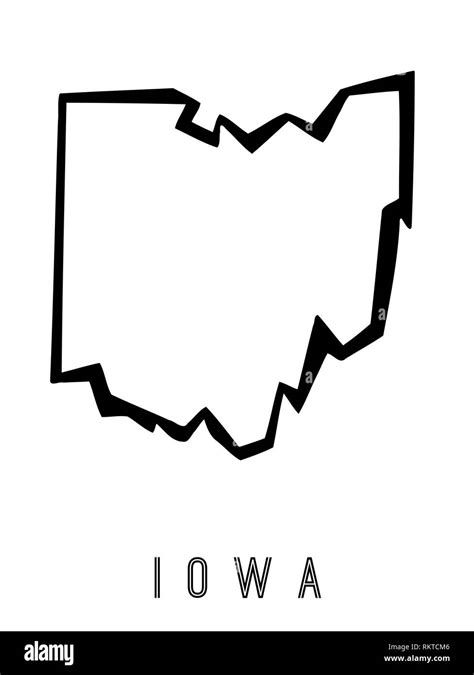 Iowa Map Outline Us State Shape Sharp Polygonal Geometric Style