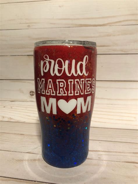 Proud Marine Mom Tumbler Cup Tumbler Cups Mom Tumbler Stemless Wine