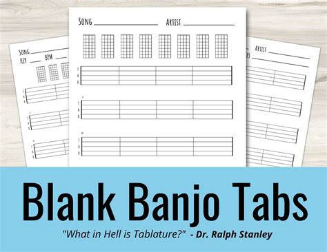 Banjo Blank Tabs And Chords Instant Printable Download Etsy Canada