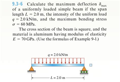 Slope of the beam (θ) is the angle between the original and deflected beam at a particular point. Solved: 9.3-6 Calculate The Maximum Deflection 5max Of A U ...