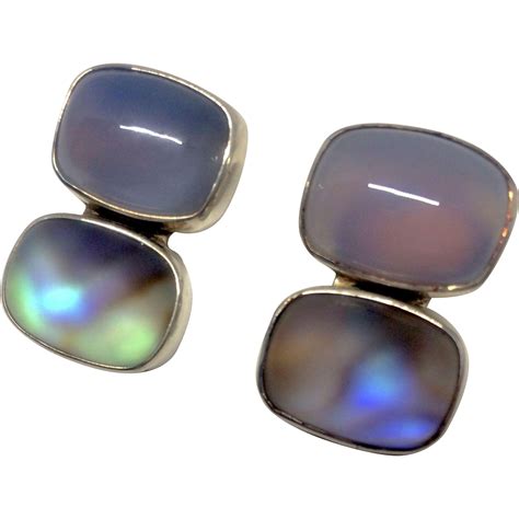 Rainbow Moonstone Earrings Two Large Round Aaa Quality Blue Flash