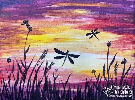Prairie Dragonflies Creatively Uncorked Painting Palm Trees