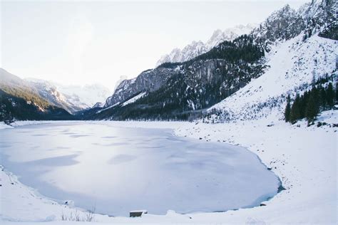 Snow Ice Mountains Reflection On Lake Wallpaper Photos Cantik