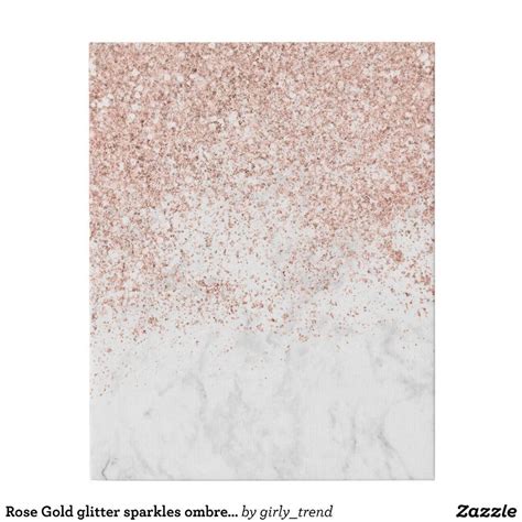 Rose Gold Glitter Sparkles Ombre White Marble Faux Canvas Print