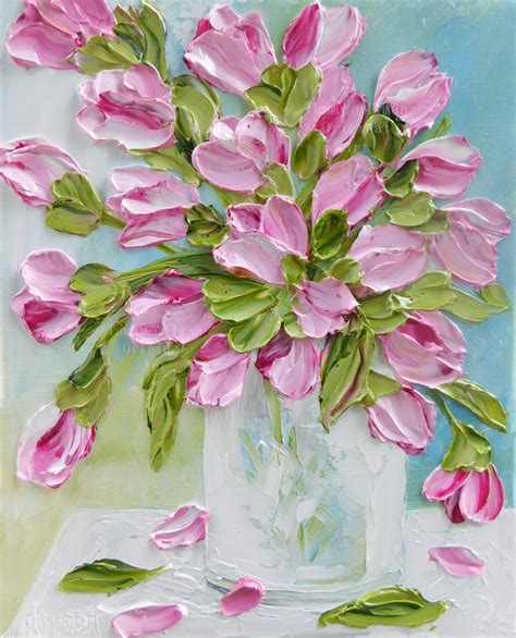 Custom Tulip Impasto Oil Painting Tulip Floral Painting