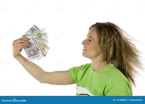 Money Blowing Hair Back Stock Image Image Of Hair Dollars 14138639